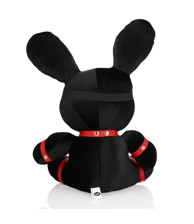 S-Line by Shots Bondage Rabbit Fluweel Zwart Groot Knuffelbaar 37 cm S-Line by Shots
