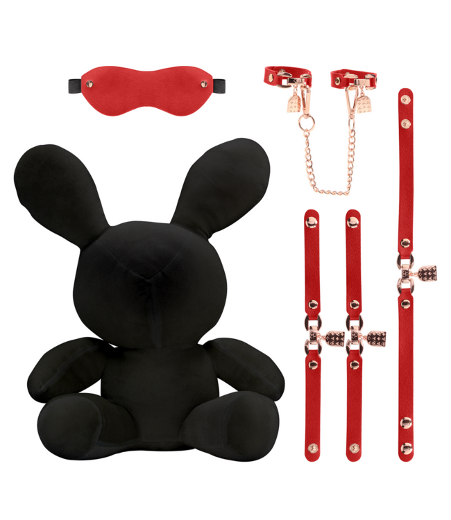 S-Line by Shots Bondage Rabbit Fluweel Zwart Groot Knuffelbaar 37 cm S-Line by Shots