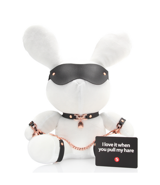 S-Line by Shots Bondage Konijn Velours Wit - Speels Knuffelcadeau Met Stalen Frame