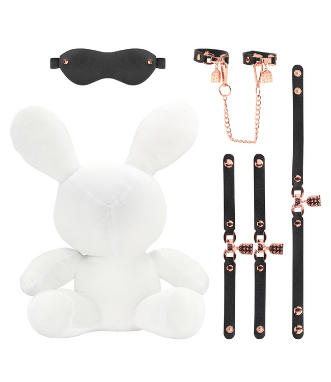 S-Line by Shots Bondage Konijn Velours Wit - Speels Knuffelcadeau Met Stalen Frame