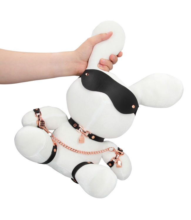 S-Line by Shots Bondage Konijn Velours Wit - Speels Knuffelcadeau Met Stalen Frame