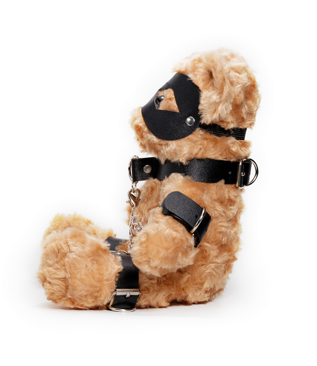 Crushious Crushious Bondage Teddybeer 31 cm Zwart Met Vegan Leren Accessoires