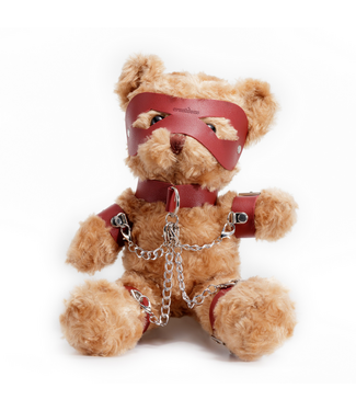 Crushious Crushito Bondage Teddybeer Met Vegan Leer En Metaal Accessoires 31 cm