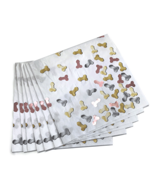 Little Genie Productions Metallic Penis Servetten Set Voor Vrijgezellenfeest – 8 Stuks Little Genie