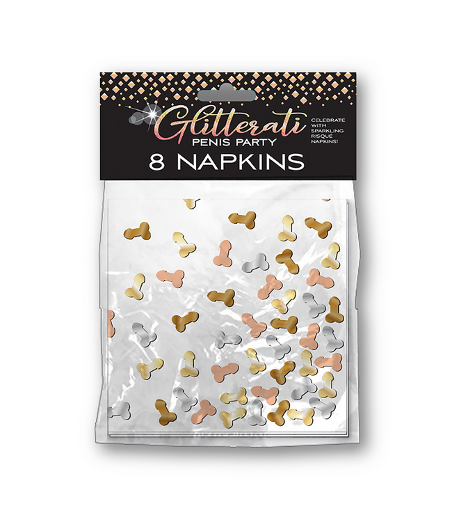 Little Genie Productions Glitterati Penis Napkins - Chic Metallic Party Essentials for Hen Do