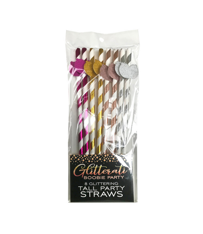 Little Genie Productions Glitterati Luxe Metallic Papieren Cocktail Rietjes Set – 8 Stuks Multicolor