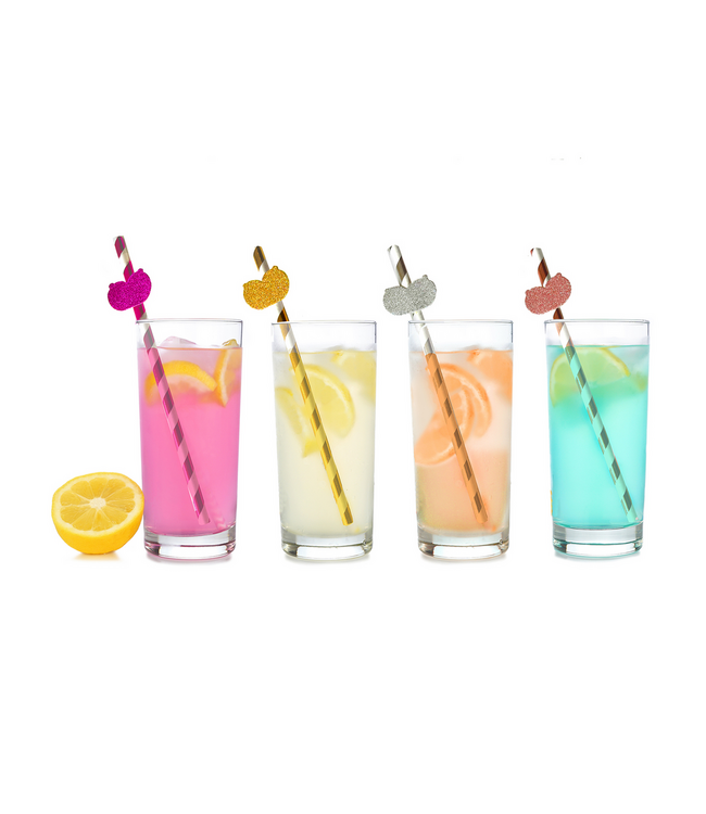 Little Genie Productions Glitterati Luxe Metallic Papieren Cocktail Rietjes Set – 8 Stuks Multicolor