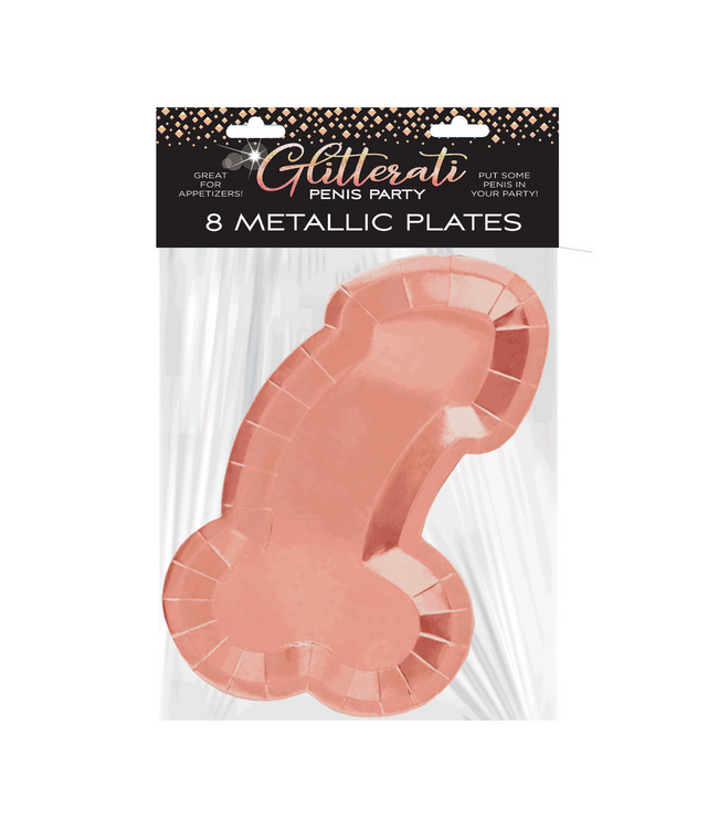 Little Genie Productions Glitterati Rose Gold Party Plates - Set of 8 Elegant & Sparkling