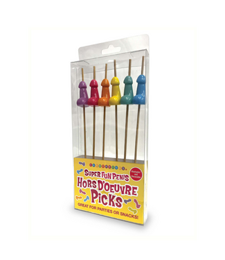 Little Genie Productions Set Van 6 Bamboespiesjes Met Herbruikbare Penisvormige Appetizer Picks