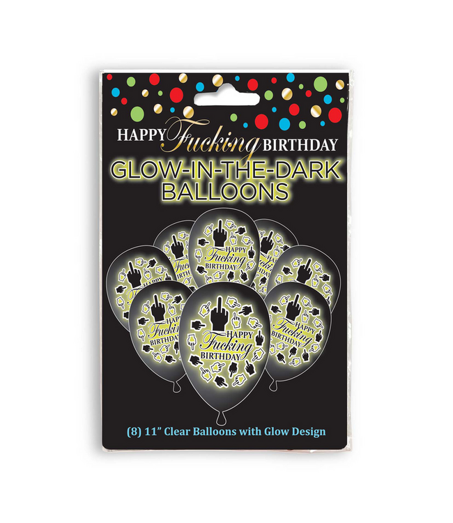 Little Genie Productions Happy F'ing Birthday Glow in the Dark Balloons - Set of 8