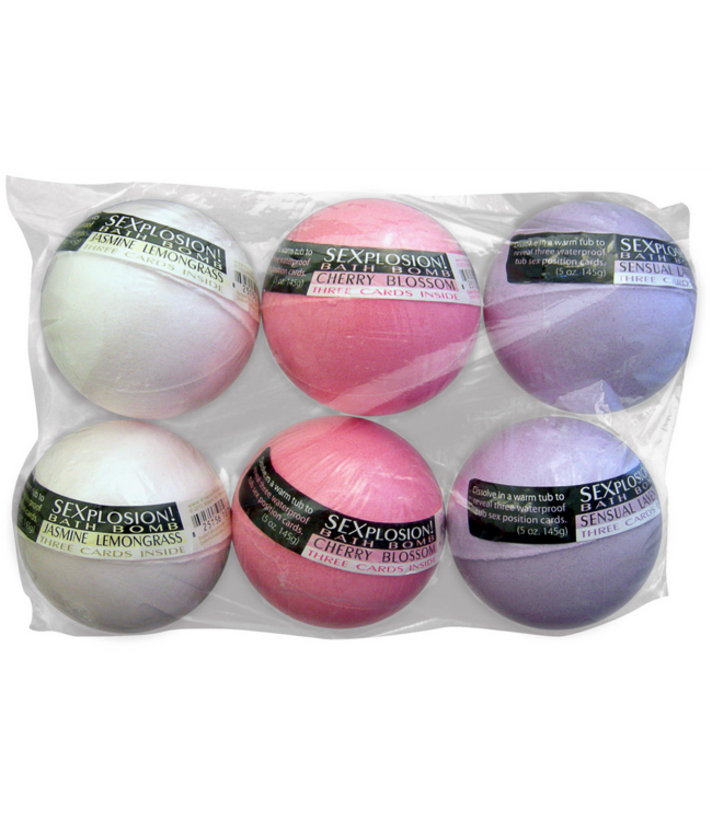 Kheper Games SEXplosion! Bath Bomb Set – 6 Scents with 3 Sensual Surprise Cards
