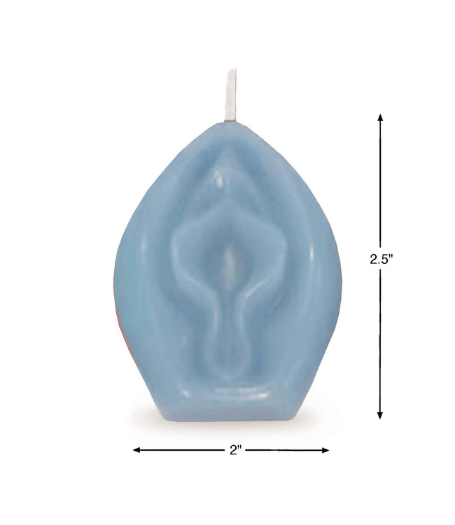 Little Genie Productions Eden’s Vanille Kaars Blauw 3-Inch 12 Uur Unieke Vagina Vorm