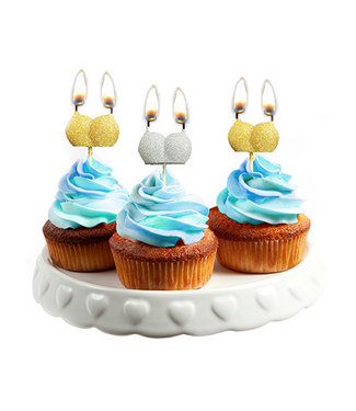 Little Genie Productions Boobie Kaarsenset Goud & Zilver – Set Van 3 Paar Decoratieve Kaarsen