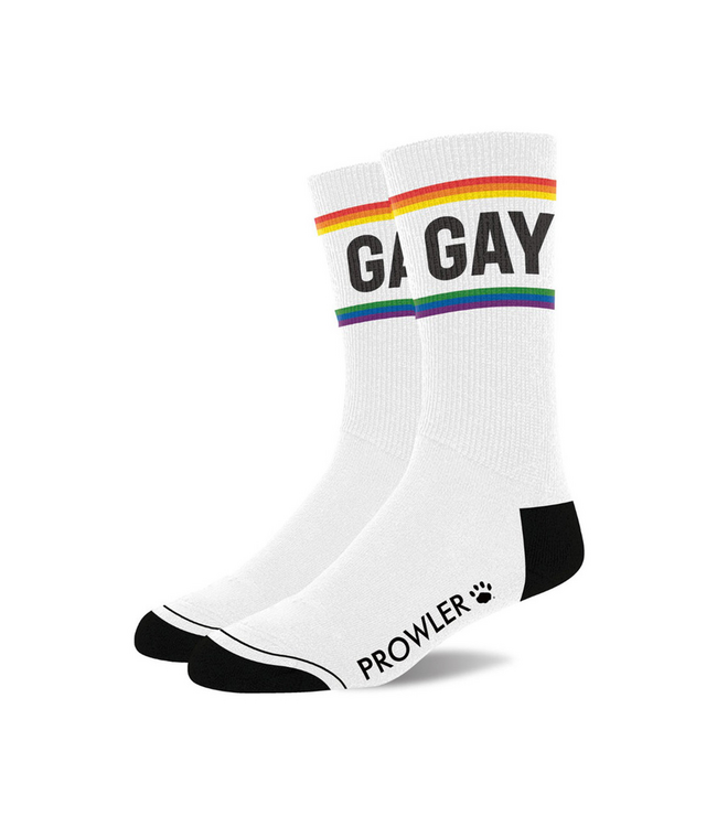 Prowler Prowler Regenboog Sokken Wit Met Gay Band – Comfortabele LGBT Support