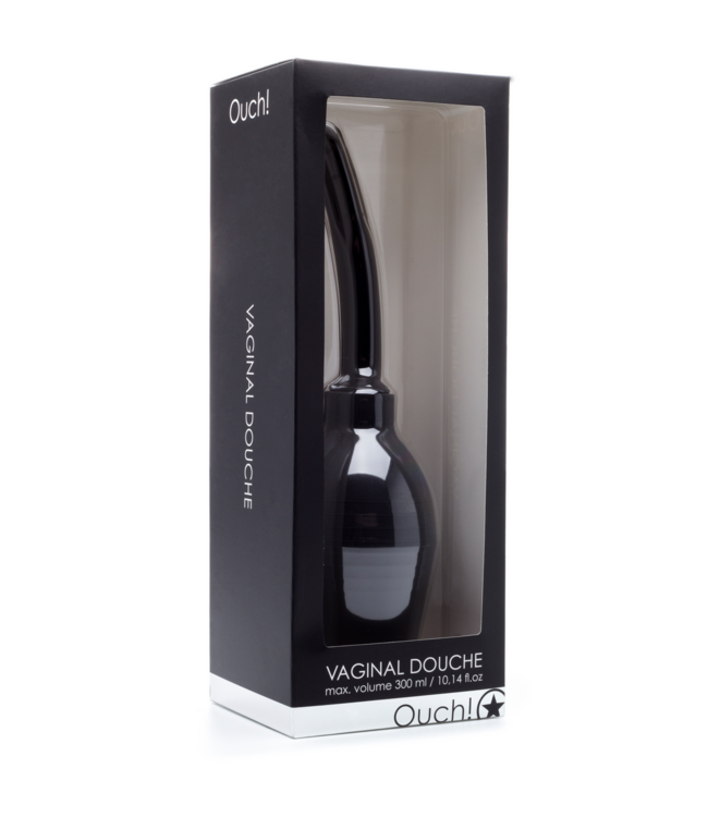 Ouch! Ergonomische Anale en Vaginale Douche Zwart Met Zachte Canule Voor Comfort