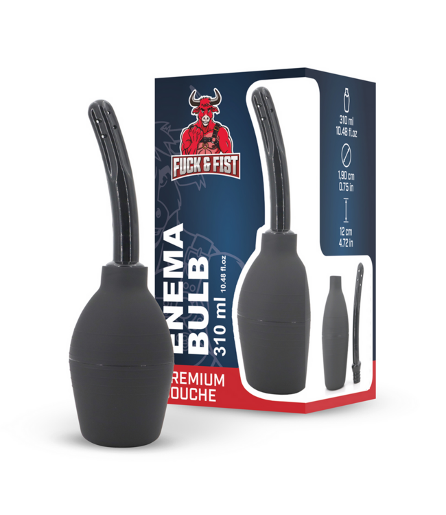 Fuck & Fist Anale Reiniger 310 ml Met Gebogen ABS-Punt En Zijwaartse Gaatjes Zwart