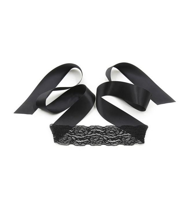 Crushious Romantisches Spitzen-Bondage-Set Schwarz – Kinky 3-teilig für Paare