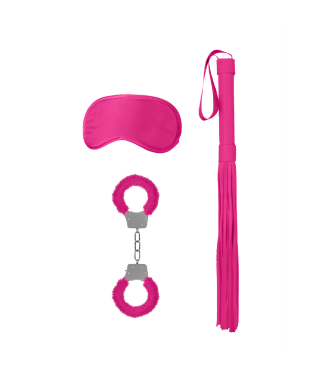 Ouch! Ouch! By Shots Roze Bondage Starterset Met Pluizige Boeien, Masker En Flogger