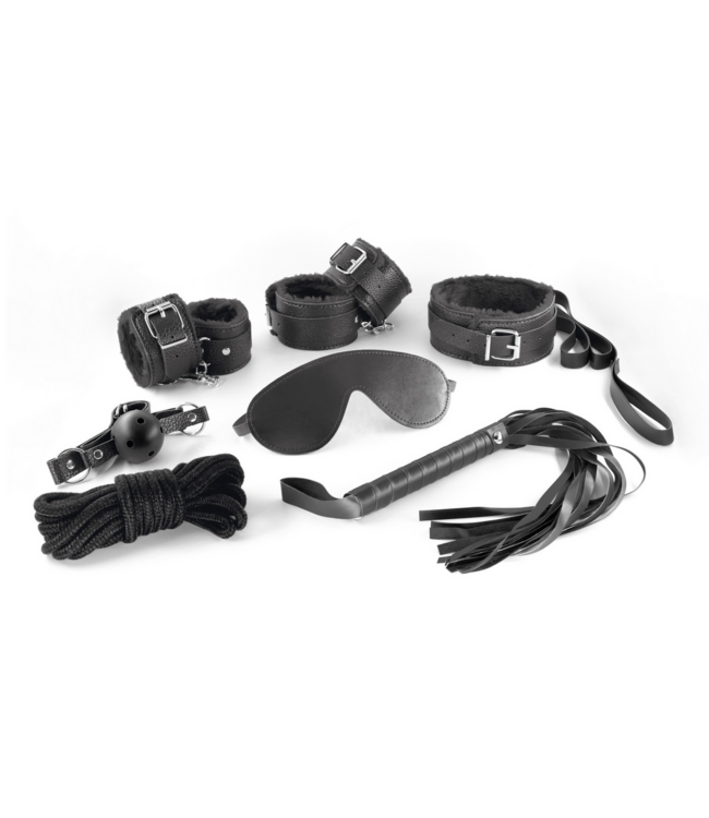 Crushious Dungeons And Maidens BDSM-Einstiegsset Schwarz – 8-teiliges Abenteuer Kit