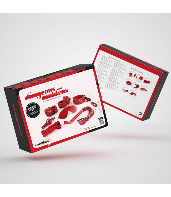 Crushious Dungeons And Maidens BDSM-Einsteigerset Rot – 8-teiliges Abenteuer für Paare
