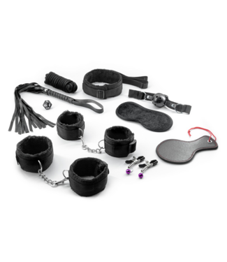 Crushious Master Cummander 11-Piece BDSM Bondage Set for Couples - Black