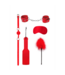 Ouch! Complete Dominantie Bondage Set Rood Met Handboeien, Paddle En Masker