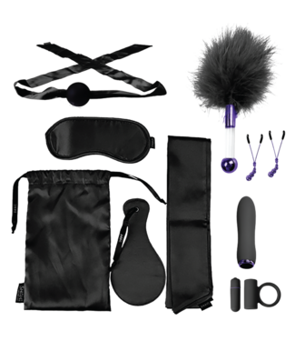 Doc Johnson Doc Johnson 11-Delige Zwarte BDSM Set Met Vibrator En Satijnen Accessoires