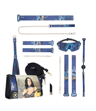 Ouch! Florence Set Blau – Luxuriöses Bondage-Set mit Tasche und Zubehör