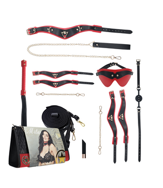 Ouch! Milan Collection Bondage Set Luxus Schwarz/Rot – 8-teiliges Set von Ouch!