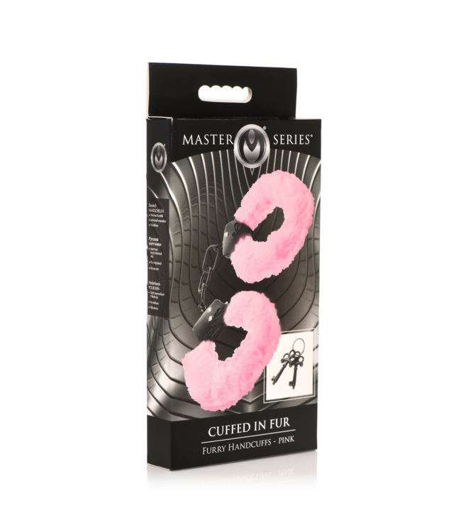 XR Brands Sensual Pink Furry Handcuffs - Soft, Adjustable Bondage Pleasure
