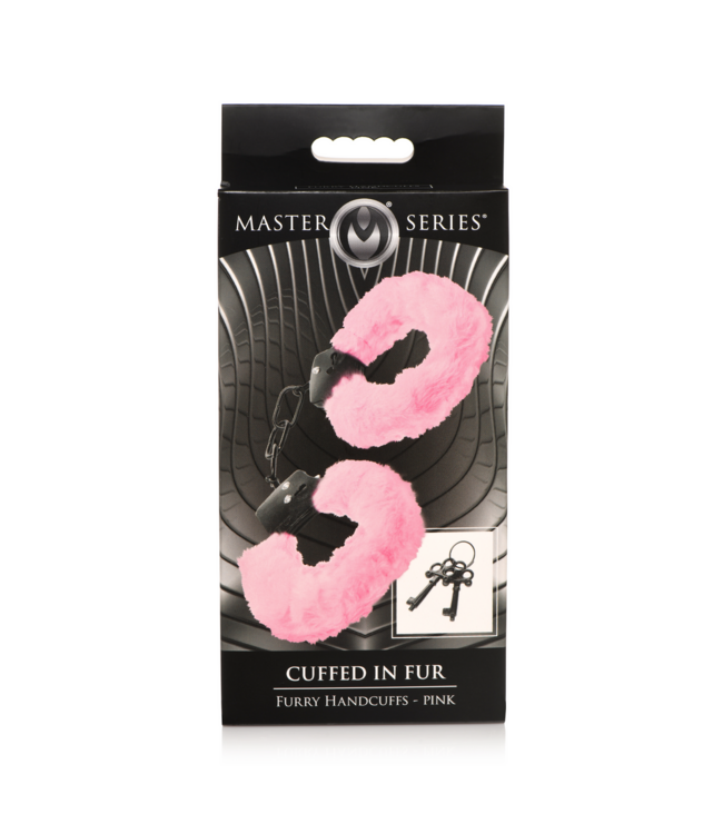 XR Brands Sensual Pink Furry Handcuffs - Soft, Adjustable Bondage Pleasure