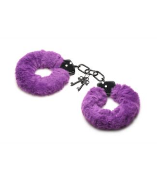 XR Brands Paarse Fuzzy Handboeien Met Nepbont En Veilig Metalen Frame – Comfortabel & Duurzaam