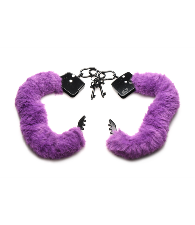 XR Brands Purple Fuzzy Handcuffs - Luxurious Comfort for Safe Bondage Fun