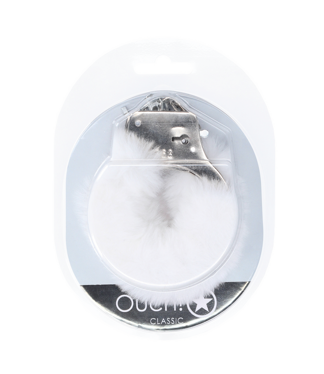 Ouch! Veilige Witte Fluffy Handcuffs Met Snelontgrendeling Voor Intiem Spel