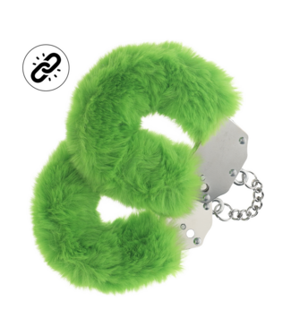 Ouch! Vergrendelbare Fluffy Handboeien Groen Met Veilig Vergrendelingsmechanisme