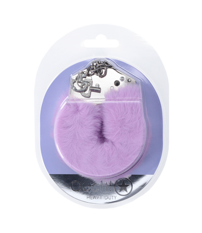 Ouch! Lavender Heavy Fluffy Handcuffs - Safe, Fun Gift for Intimate Plays