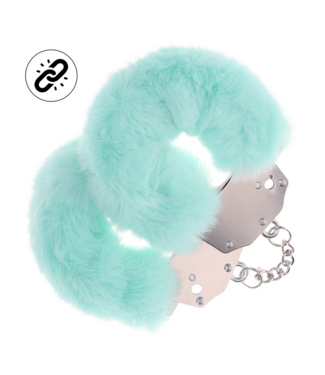 Ouch! Fluffy Handboeien Met Veilig Slot Poeder Groen Voor Intiem Gebruik