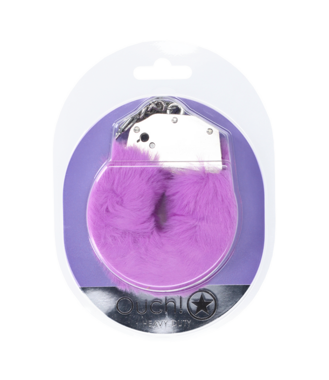 Ouch! Flauschige lila Handschellen | Verspieltes BDSM-Accessoire für Schlafzimmer-Spaß