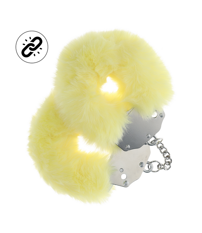 Ouch! Donzige Fluffy Handboeien Met Veilig Vergrendelingsmechanisme Geel