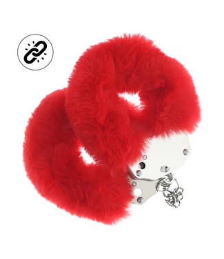 Ouch! Fluffy Veiligheids Handboeien Rood Met Snelontgrendeling Voor Bdsm Gebruik