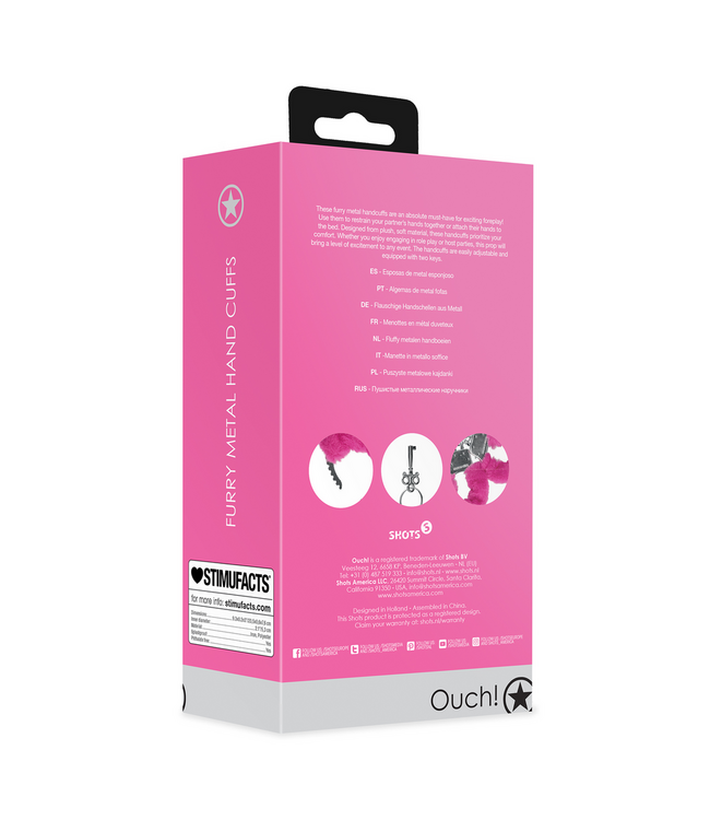 Ouch! Roze Metalen Handboeien Met Zachte Pluche Bekleding En Sleutels