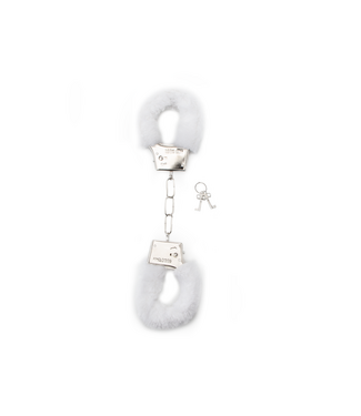 Shots Toys by Shots Witte Fluffy Handboeien Met Fluwelen Bekleding En Snelontgrendeling