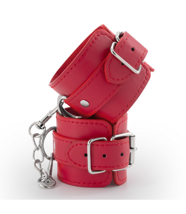 Crushious Verstelbare Unisex Handboeien Met Metalen D-Ringen En Afneembare Ketting Rood