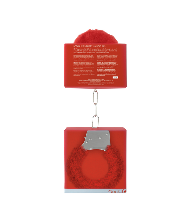 Ouch! Bont Beginner's Furry Handcuffs – Playful Red Cuffs for Fun!