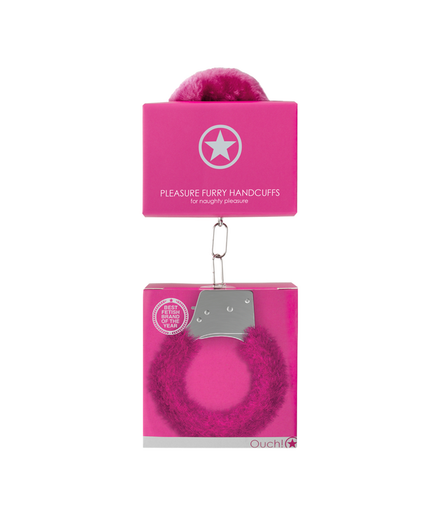 Ouch! Furry Pink Pleasure Handcuffs - Fun, Secure Restraint for Couples