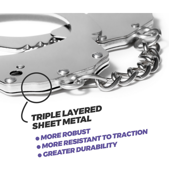 Crushious Lust Silver Metal Handcuffs - Adjustable, Safe & Perfect for Beginners