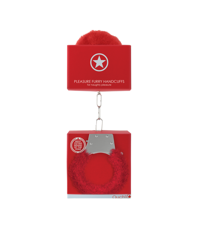Ouch! Playful Furry Red Pleasure Handcuffs - Safe, Comfortable & Fun!