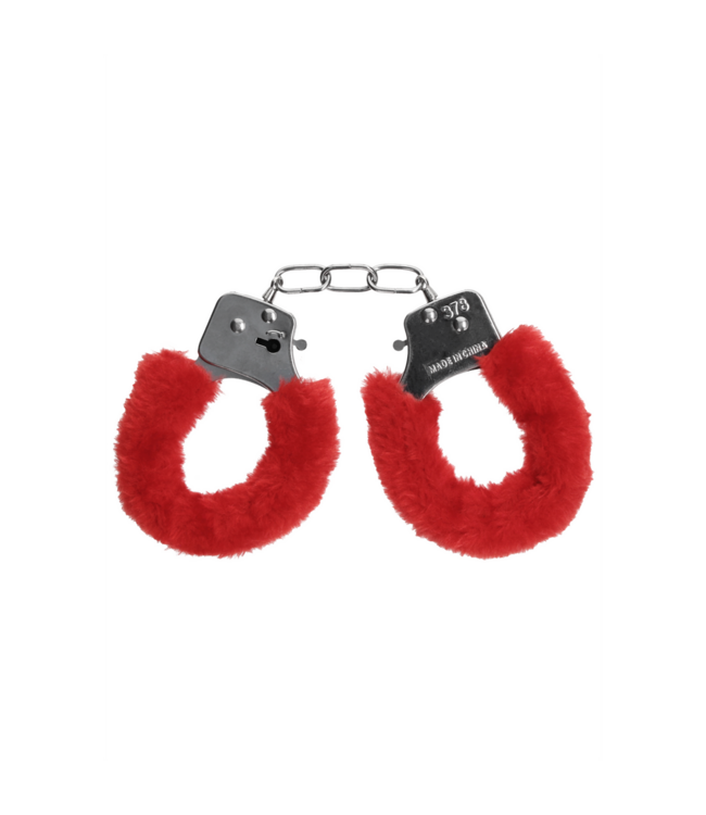 Ouch! Playful Furry Red Pleasure Handcuffs - Safe, Comfortable & Fun!