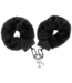 Doc Johnson Fluff Cuffs Black - Soft Fur Lined Metal Cuffs for Comfort & Control