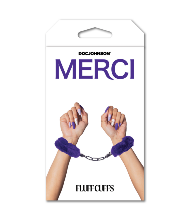 Doc Johnson Purple Fluff Cuffs | Soft Bondage Handcuffs for Safe Play Adventures